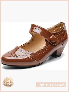 Low Chunky Heel Ankle Strap Cut Out Closed Toe Pumps Retro D'Orsay Wedding